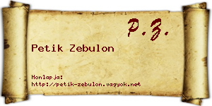 Petik Zebulon névjegykártya